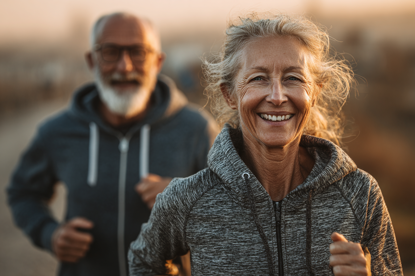 Група людей старшого віку виконує вправи на свіжому повітрі в парку